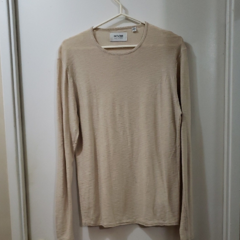 ONLY & SONS Cream Long Sleeve Tee Casual Knit